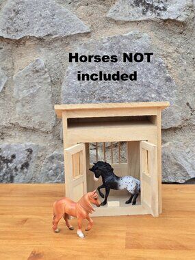 Vintage 2012 Real Wood Toy Horse Stall – Fits Schleich & Breyer Stablemates (#1)